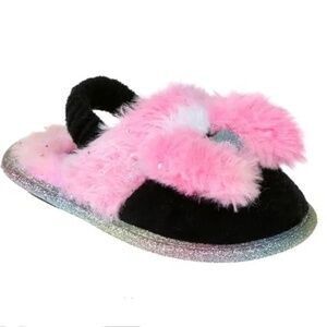 Rampage House Bedroom Slippers Kitten Soft Barbiecore Faux Fur Pom Poms NIP